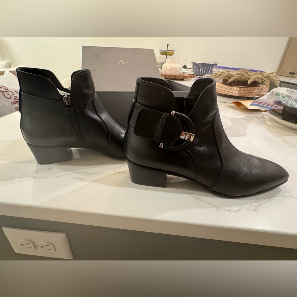 Aquatalia Black Leather Ankle Booties